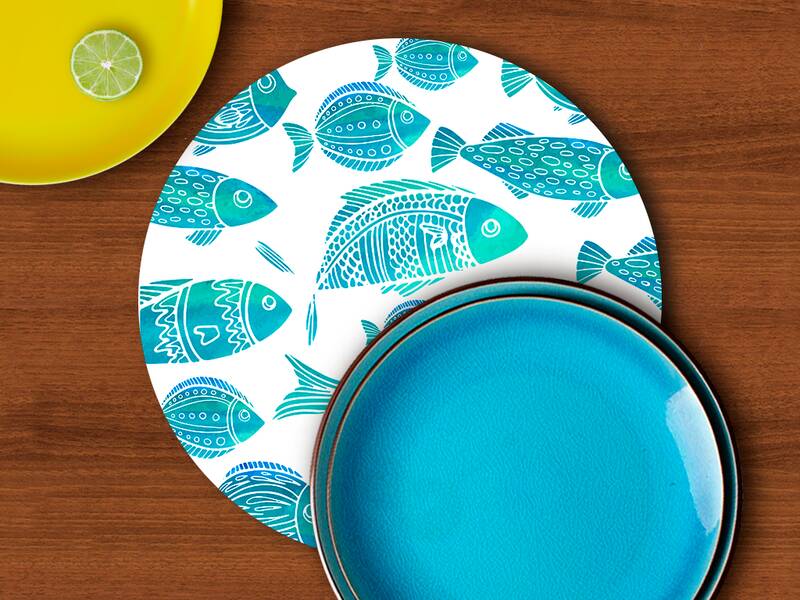 Plato Base - Pez Azul Aguamarina