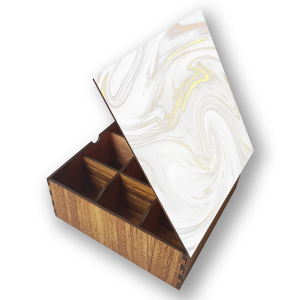 Caja de Te - Piedra Blanco Oro