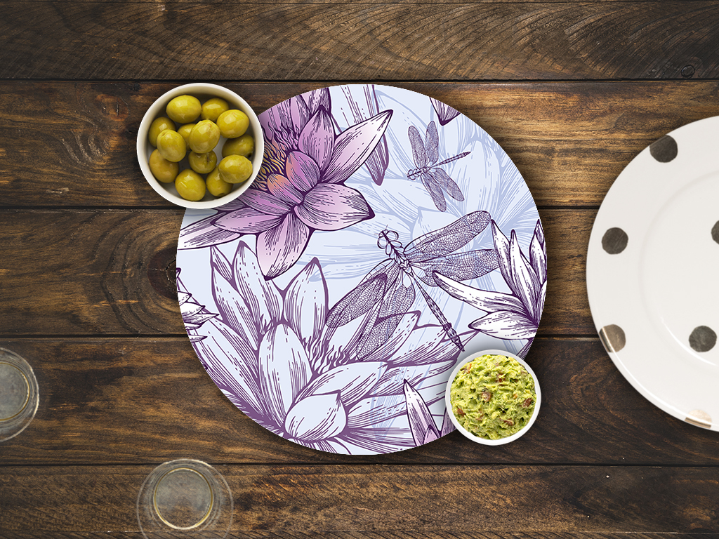 PLATOS BASE LIBELULAS MORADAS