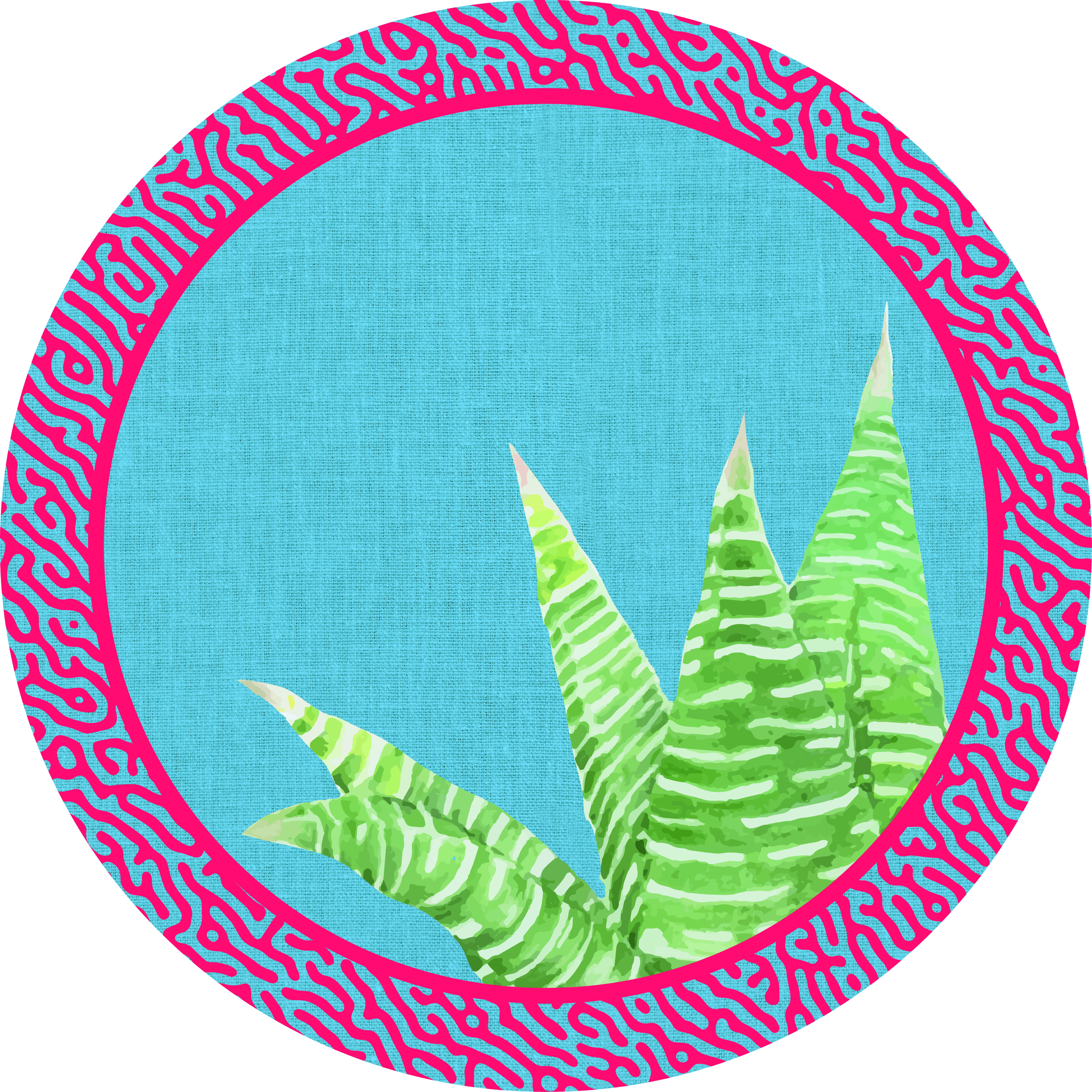 Cactus Azul Rojo Circulo 61x61-01