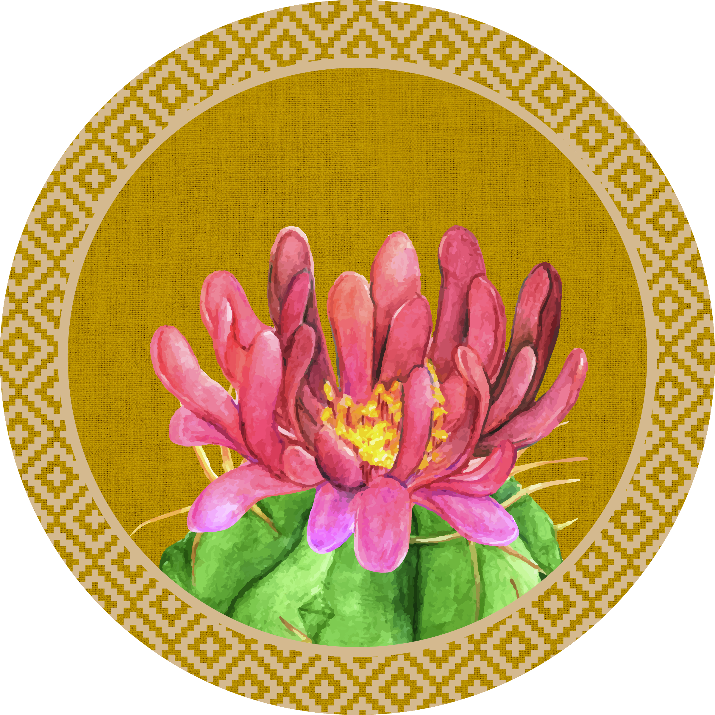 Cactus Beige Amarillo Circulo 61x61-01